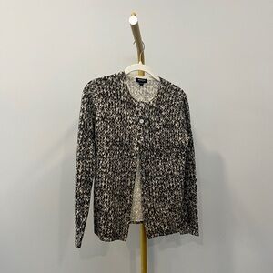 Worth New York 100% Wool Patterned Knit Cardigan Sweater With Buttons Petite P